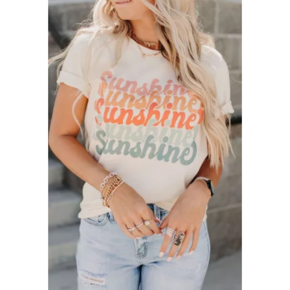 🧡Sunshine White Casual Classic Tee Large